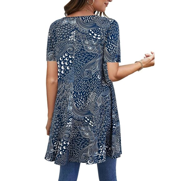 Fantaslook Plus Womens Short Sleeve Floral Shirt In Peacock Floral - Size 2XL - Picture 3 of 10